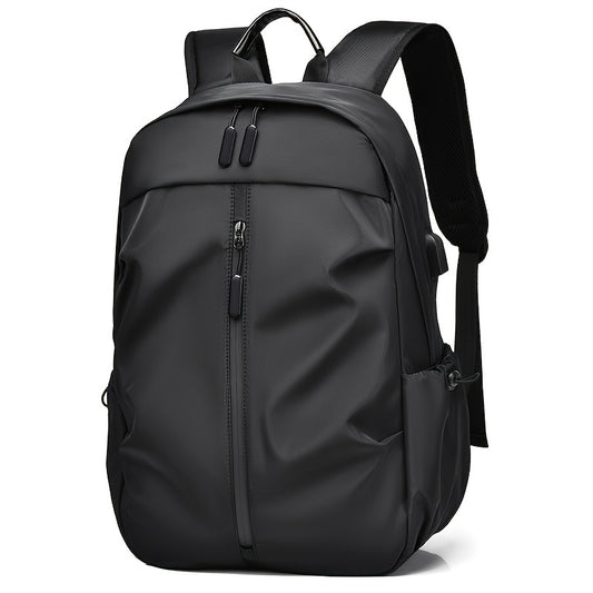 Boys' stylish solid color backpack with zipper, waterproof and spacious. Perfect for daily use and travel.