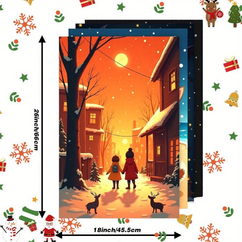 Set of 4 Christmas Kitchen Towels, Size 45.72*66.04cm, Featuring Snowman Design - Great Gift and Decoration (XTMAB)