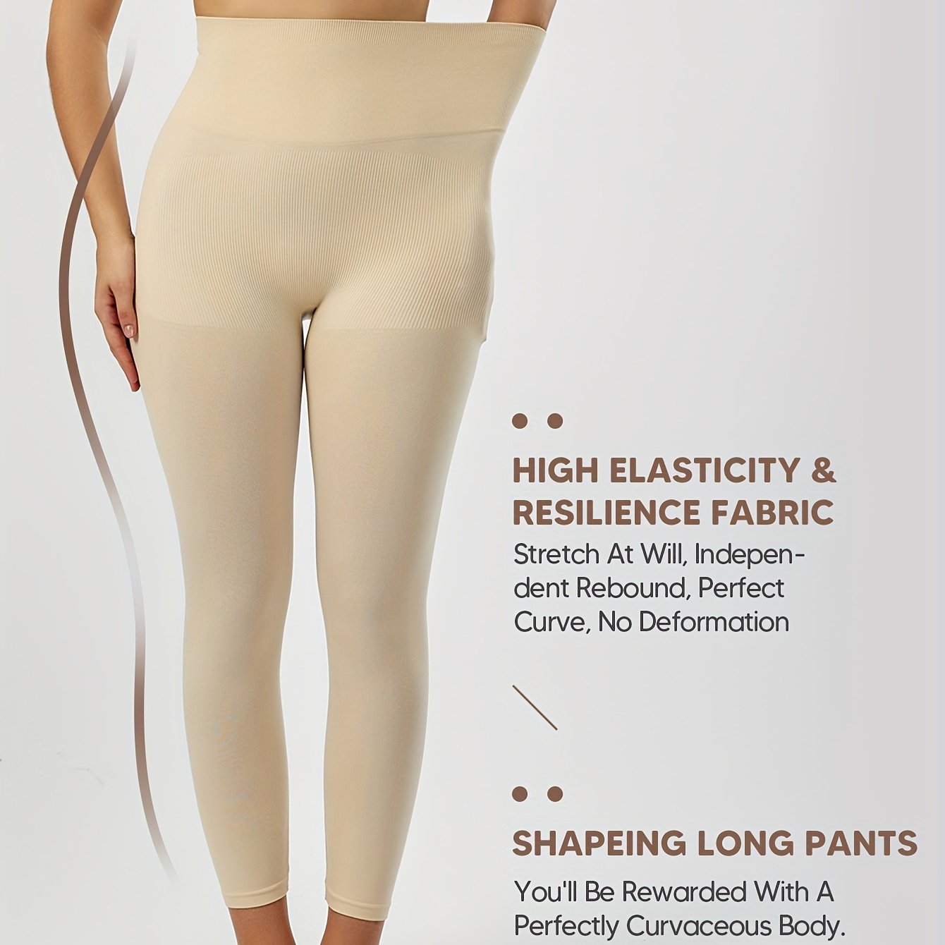 High waist shaping leggings for women, offering tummy control and butt lifting. Ideal for running, yoga, and casual wear. Brown seamless design is comfortable and breathable.