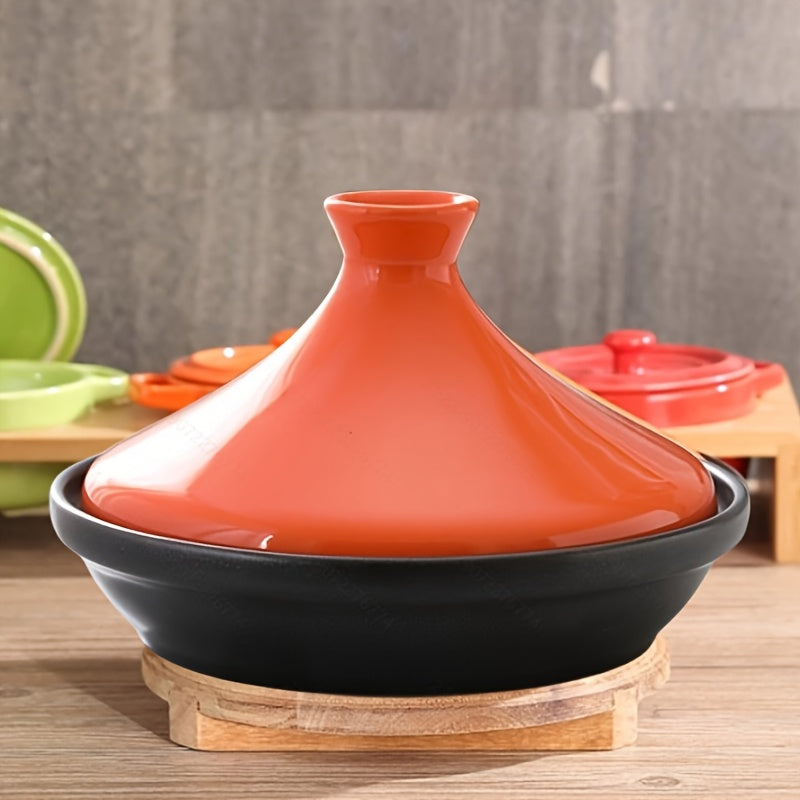 Traditional Moroccan Tajine Pot with Ceramic Lid and Enameled Cast Iron Base, Suitable for Gas Stovetops, Perfect for Cooking Delicious Meals