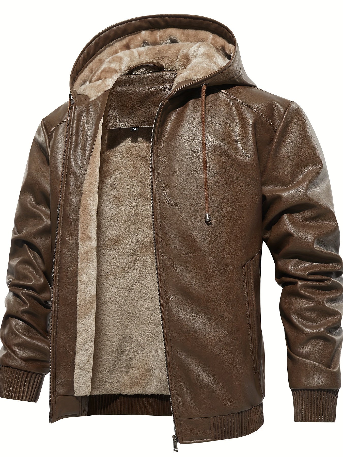 Men's vintage-style jacket with hood, breathable and tear-resistant. Zip-up with polyester lining, multi-pocket design. Durable, stain-resistant, ideal for everyday cozy wear in winter.