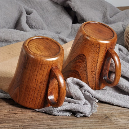 Handcrafted Jujube Sour Wood Mug with Handle - Japanese-inspired, elegant drinkware for various beverages.