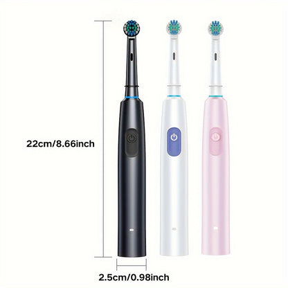 1 Round Rotating Electric Toothbrush with 8 Brush Heads, Travel Case, UCB-C Charging, 5 Modes, Super Fast Cleaning Mode - Perfect for Home and Travel, Ideal Gift