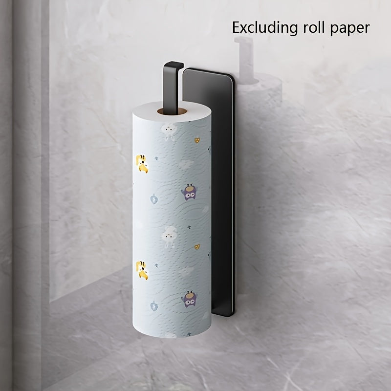 Kitchen paper roll storage rack crafted from stainless steel and designed for wall-mounting, featuring a non-perforated design.