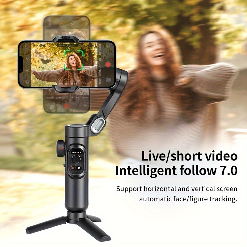 AOCHUAN XE 3-Axis Handheld Gimbal Stabilizer for Smartphone Video Recording, Compatible with iPhone, Xiaomi, and Samsung.