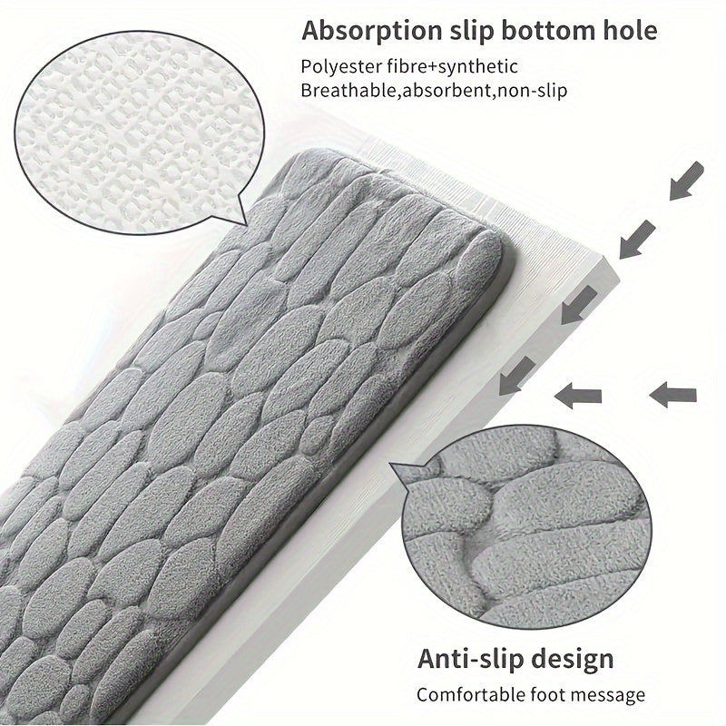 U-shaped foam bath rug with fast absorbency, non-slip design, and washable features. Perfect for bathroom decor.