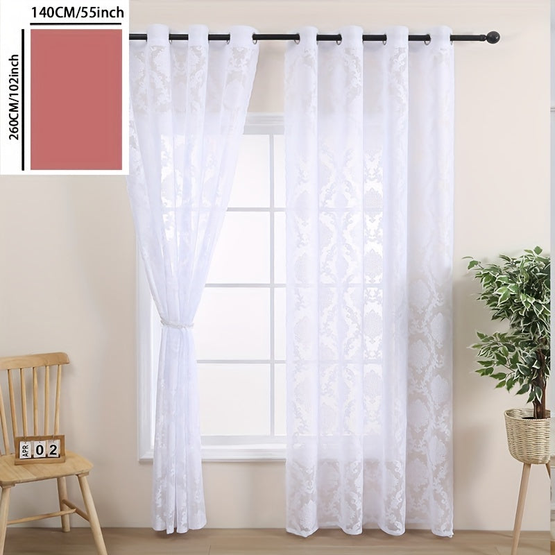 Single Panel Lace Flower Grommet Top Curtains Ideal for Home Decor in Living Room, Bedroom, or Office