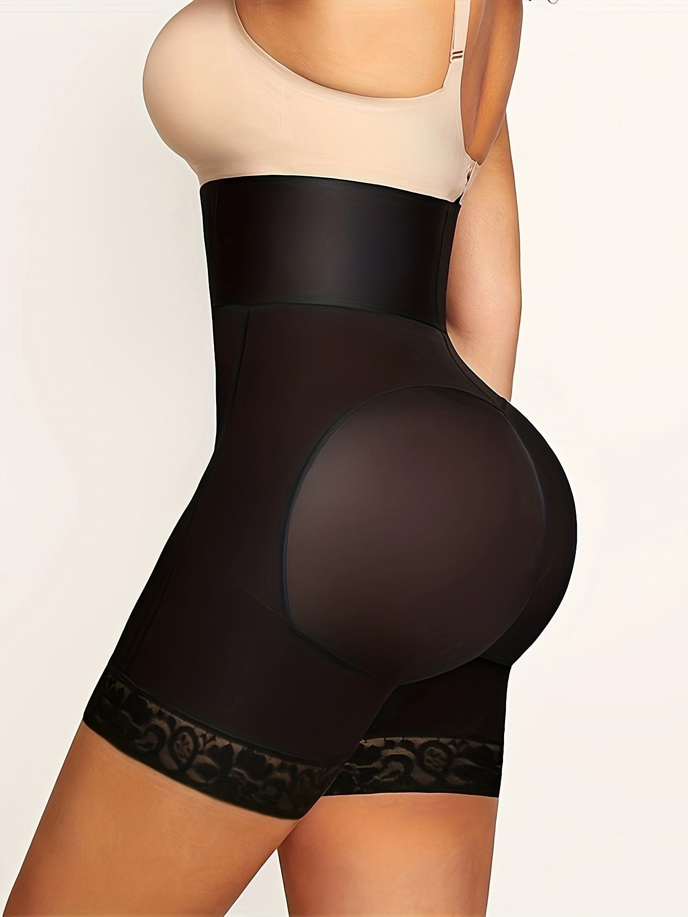 High waist shapewear panties made from a breathable nylon-spandex blend for slimming tummy control and butt lifting. Seamless adult shorts dry quickly.