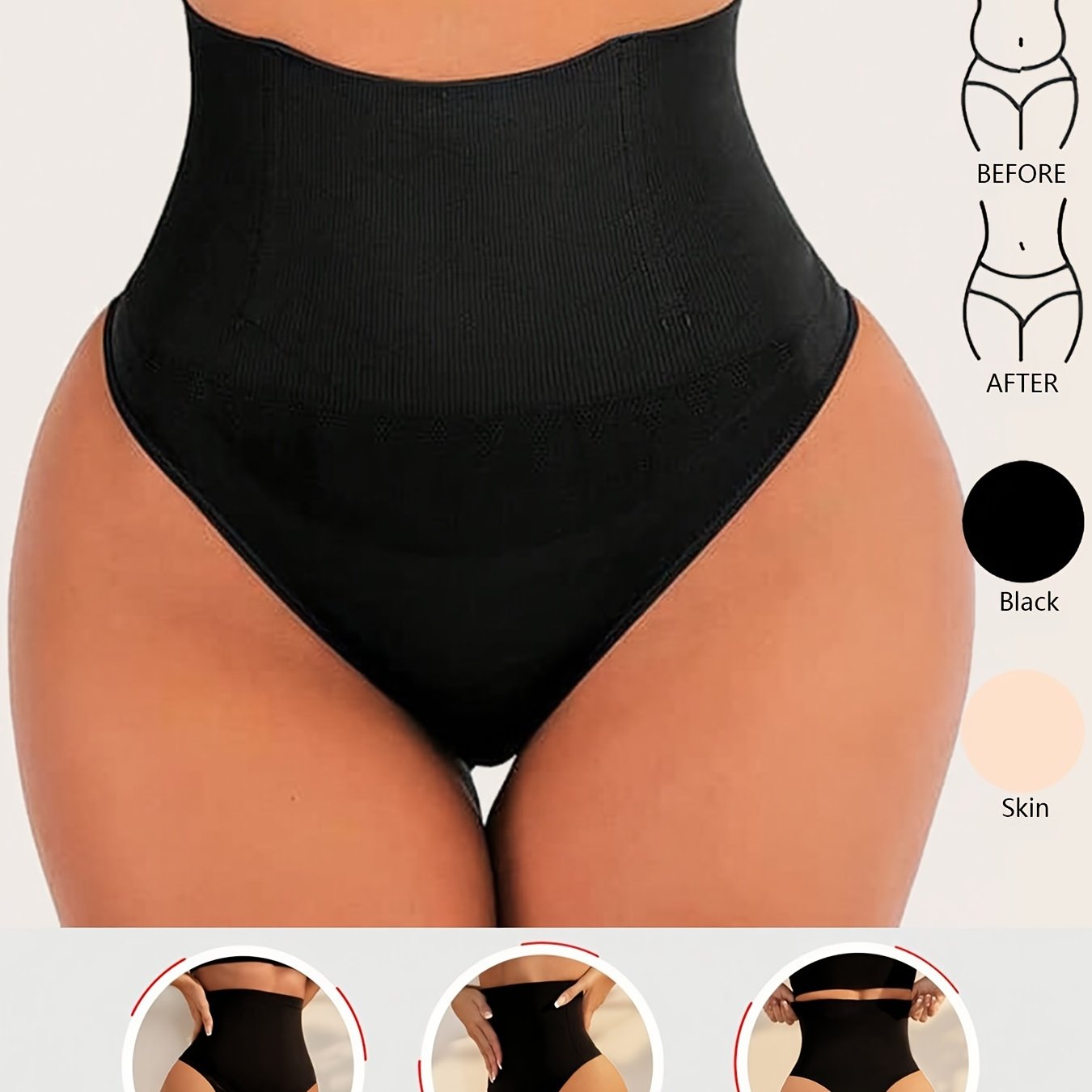 High-waist shaping thong for women with seamless design, tummy control, and stretchy nylon blend that is machine washable.