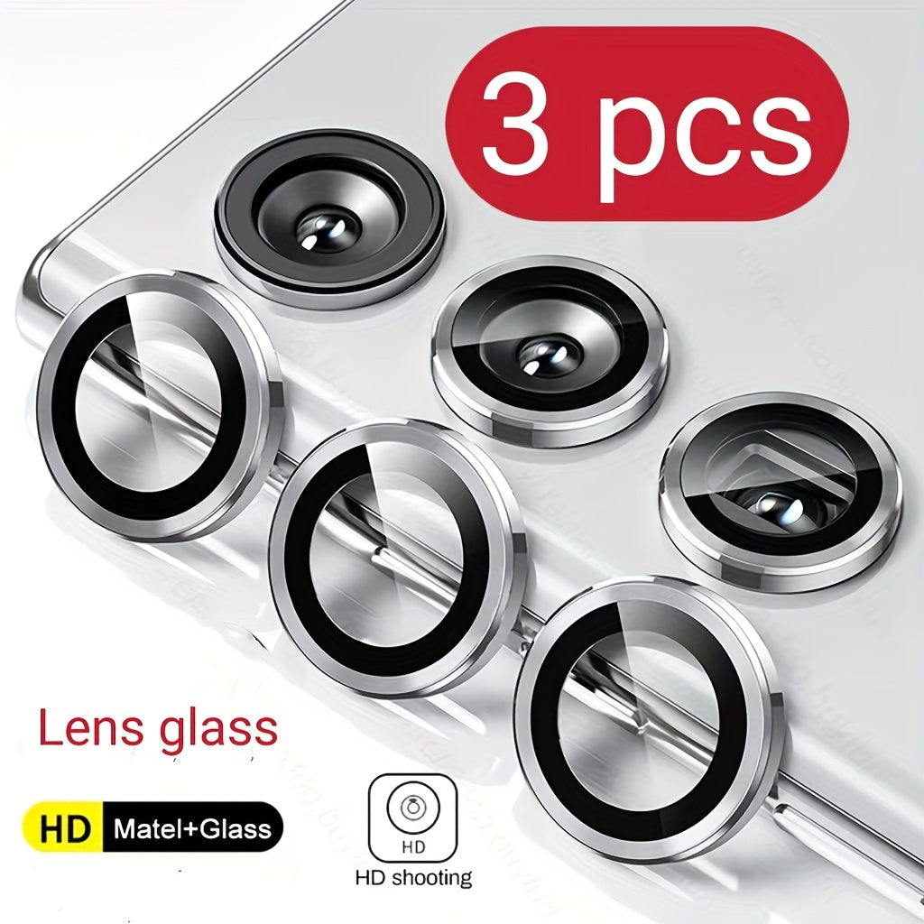 Camera protector rings for various Samsung devices in the A and S series, designed to protect camera lenses.