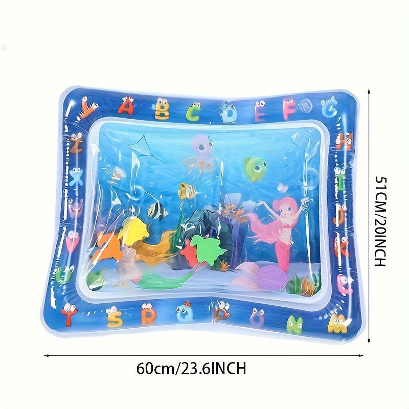 The WELLFAR Inflatable Tummy Time Water Mat is a PVC activity play pad designed to stimulate sensory development in babies aged 0-3 years. This blue toy provides a fun and engaging way for young children to explore and play.