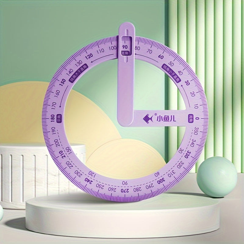 360-degree rotatable protractor set for math and geometry, ideal for students' learning and teachers' demonstrations.