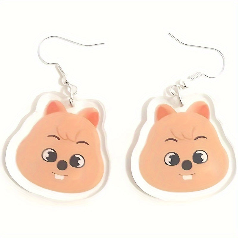 Stylish Acrylic Animal Drop & Dangle Earrings - Versatile Cartoon Style for Everyday and Special Occasions, Suitable for All Seasons. Feather-free and Hypoallergenic, Ideal for Kpop Fans and Birthday Presents.