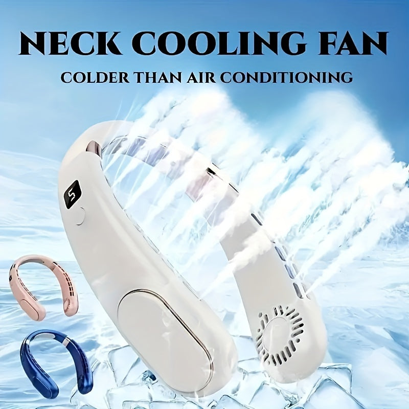 The Ultra-Quiet Portable Neck Fan with LED Display is the perfect solution for staying cool on-the-go. This rechargeable fan features 5-speed adjustable wind speed and a long-lasting battery, making it ideal for outdoor and indoor use. Its wearable