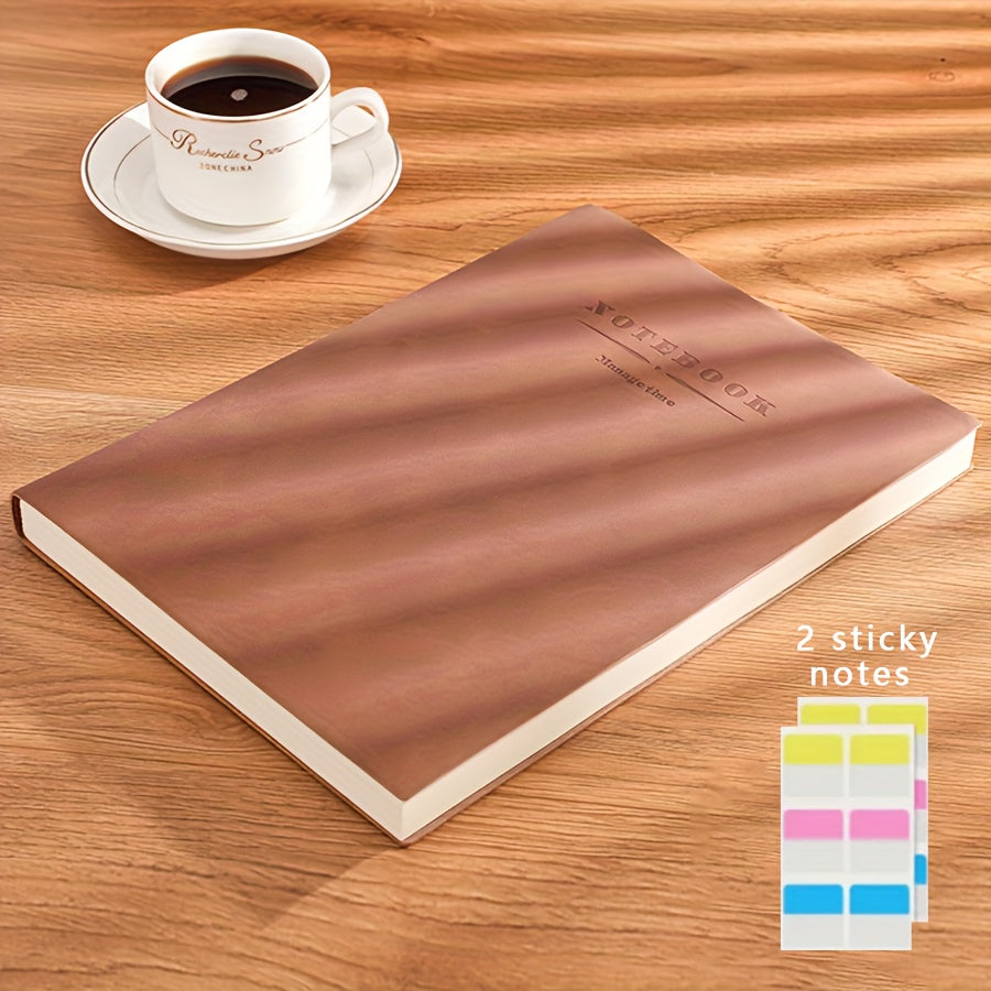 A5 360-page notebook with premium paper & soft cover, water-resistant, personalized, English text, includes sticky notes - great for school & office use