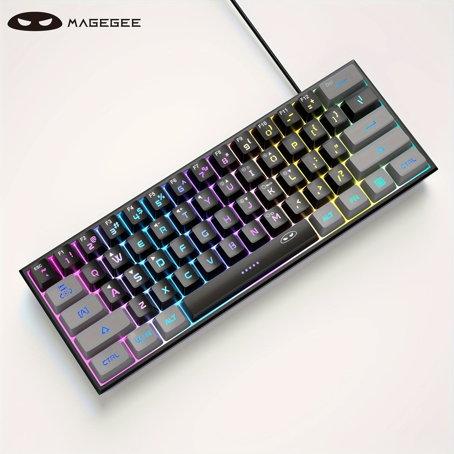 TS91 Мини 60% игровая/офисная клавиатура с проводной RGB подсветкой, совместимая с Windows, Mac и ноутбуками.