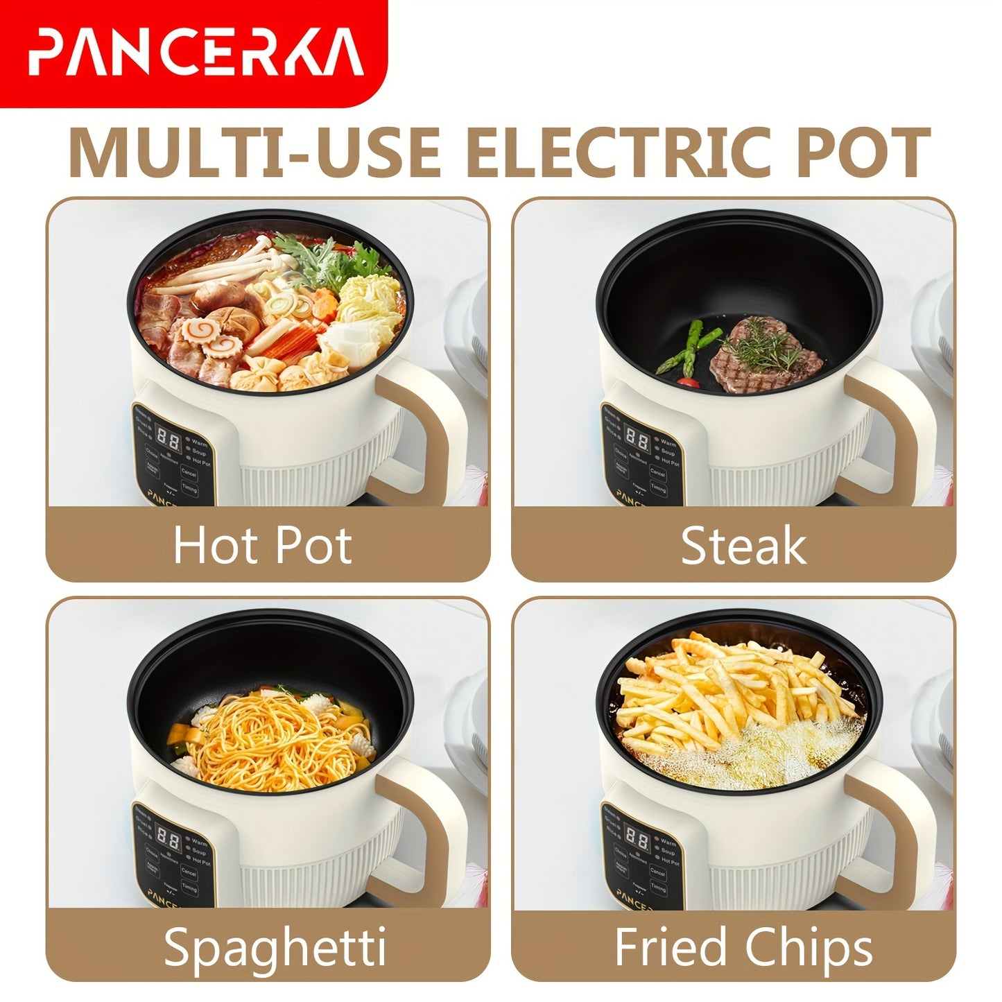 1 PANCERKA Electric Cooker, 1.0L Non-Stick Steamer with Mechanical Buttons, 220-240V, European Standard Plug, No Battery Needed