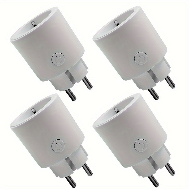 4pcs Smart WiFi Outlets with Energy Monitoring, App & Voice Control, Timer Function, 16A 3840W, European Standard Plug