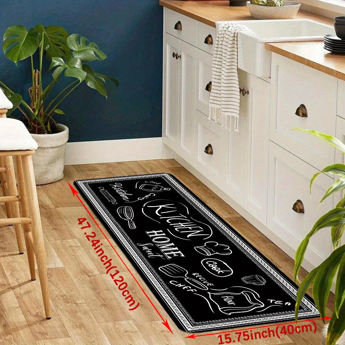 Super Absorbent Oil-Proof Kitchen Rug Set - 1 Piece, Anti-Fatigue, Waterproof, Non-Slip - Perfect for Runner, Bedside, Laundry, Farmhouse, Hallway, Home Office - Washable Carpet for Comfort and Style in the Kitchen