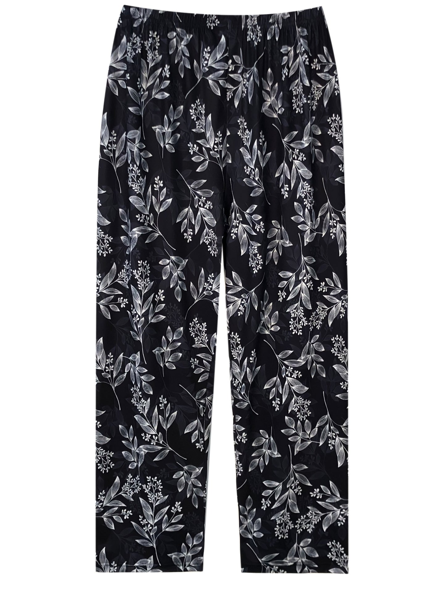 Women's Plus Size Floral Print Sleep Pants, Elastic High Waist