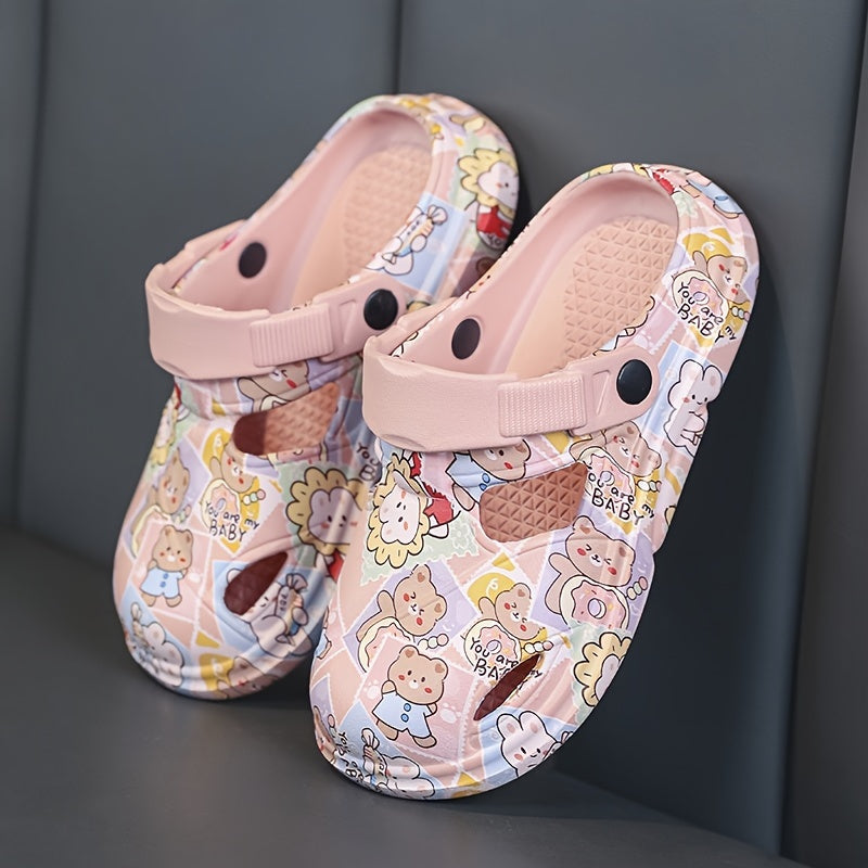 Boys' Casual Cartoon Clogs - Breathable, Lightweight, and Anti-Slip for Indoor/Outdoor Use in Spring and Summer.