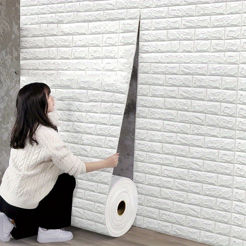 3D Brick Wallpaper Sticker: Easy to Apply, Waterproof, Modern Style with Irregular Foam Texture, Ideal for Bedroom and Home Decor.