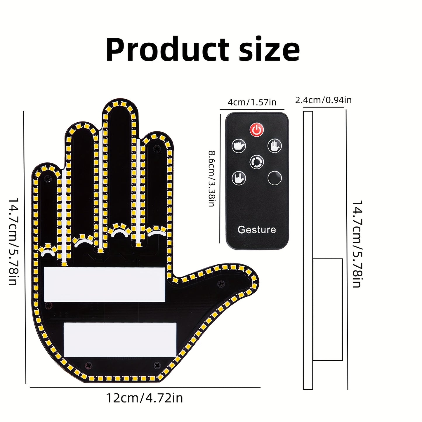 YAYZA! LED Car Finger Light with Remote - Bright Amber Sign, 4 Modes, Easy Installation, Ideal for Road Rage Alerts & Expressing Gratitude, Perfect Gift for Drivers - Road Safety Accessory.