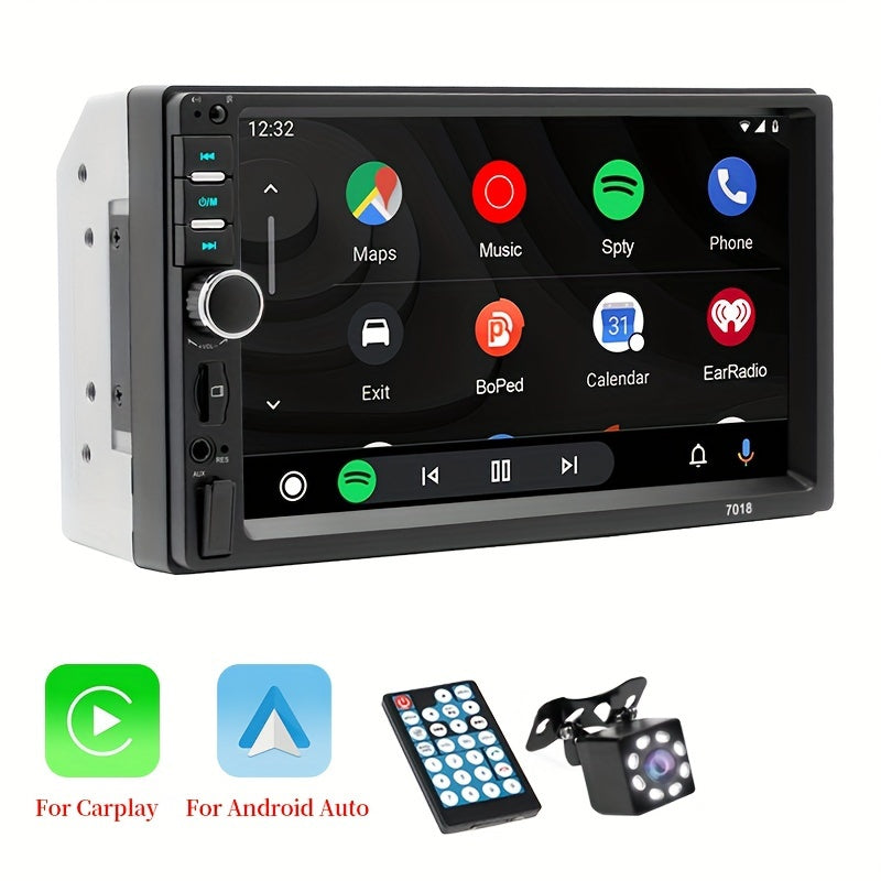 17.78cm HD Car Stereo with Touch Screen, Android Auto & CarPlay, GPS, Aux, SD/USB Inputs, Steering Wheel Controls, Wireless Android/iOS Connectivity - No Battery Required, Vehicle