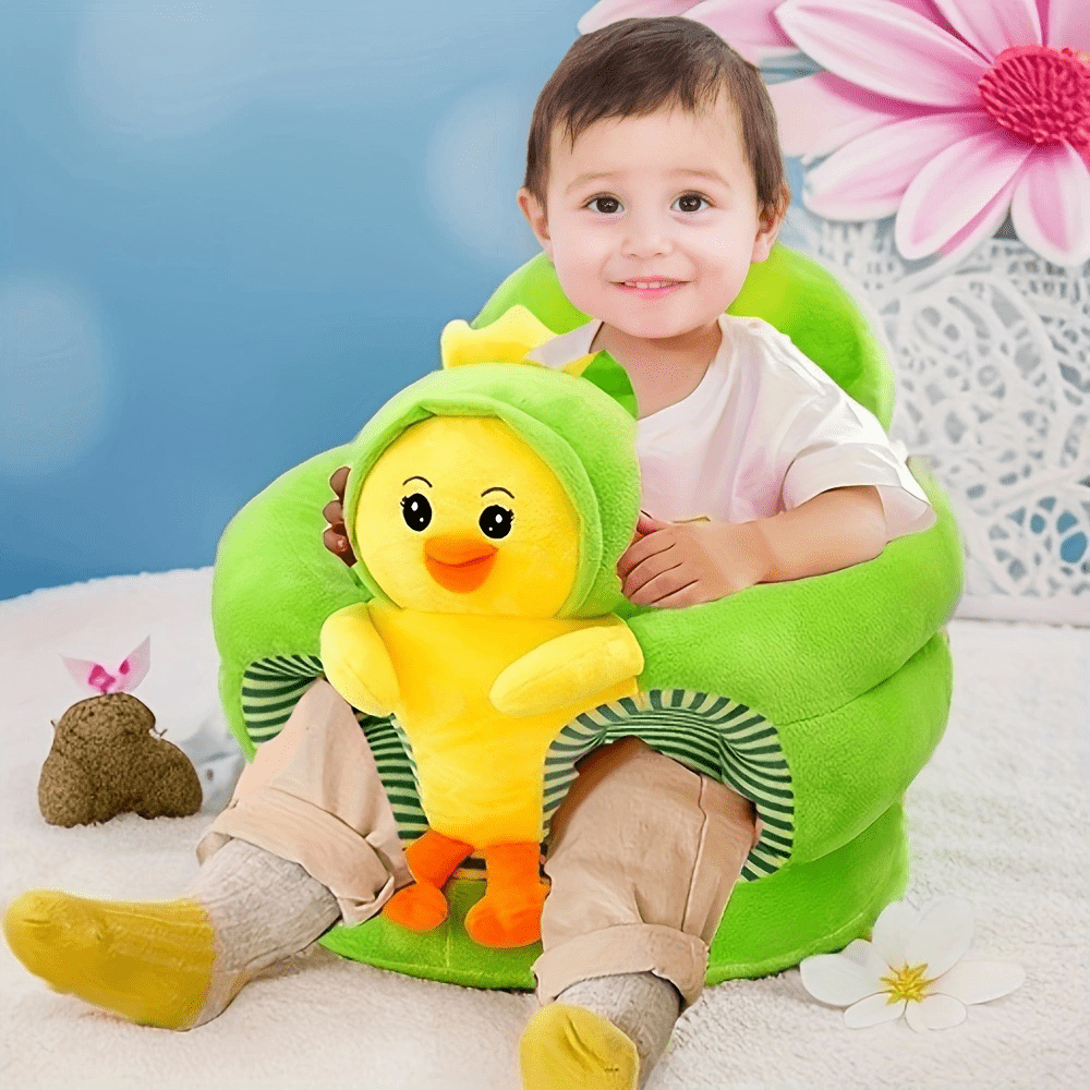 LIBSIT Baby Sitting Chair 1pc, Plush Toddler Nest Support Seat for Learning to Sit & Feeding, Comfortable PVC Puff Chair, Washable - Cute Animal Design in Multiple Colors