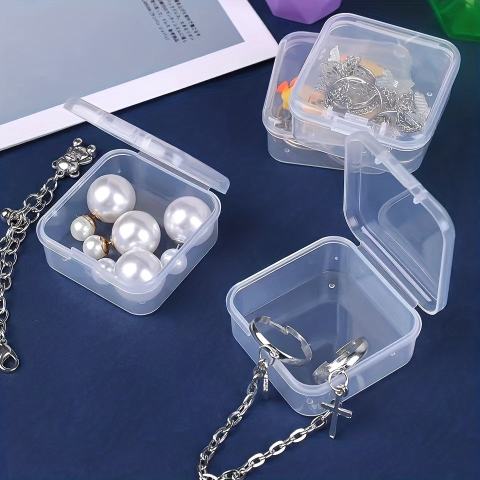 Durable clear plastic storage boxes with lids in 4 sizes for multi-use organizing.