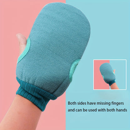 Exfoliating shower gloves for massage and body scrubs, double sided for thorough exfoliation.