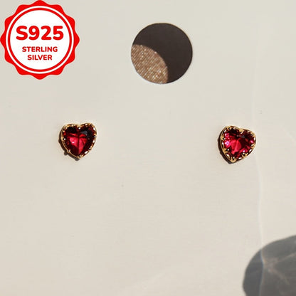 Elegant 1.9g Creative 925 Sterling Silver Classic Fashion Peach Heart Love Anti-allergic Ear Studs for Women.