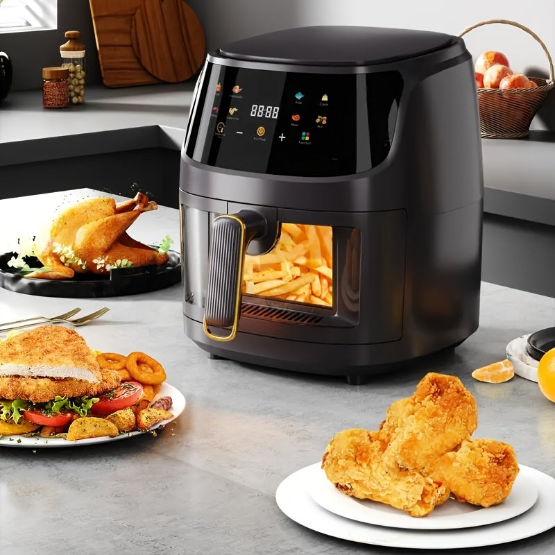 Large capacity 6L air fryer with smart cooking programs, touch control, and multifunctional electric oven for healthy cooking. 220V.