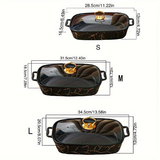 1 шт. Керамическая кастрюля с крышками из стекла - Элегантные и универсальные формы для выпечки и подачи для хлеба, индейки, сыра, пиццы - Идеально подходит для выездных свадеб, вечеринок, подарков и Рождества
