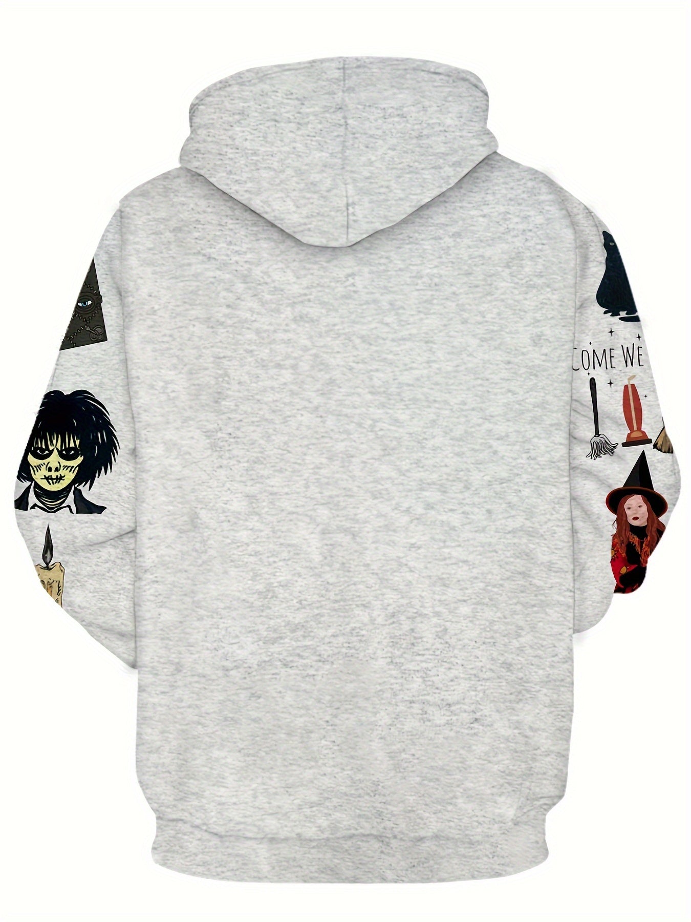 Men's plus size hoodie with alphabet print, polyester knit fabric, hooded collar, and cartoon letter print for autumn/winter.