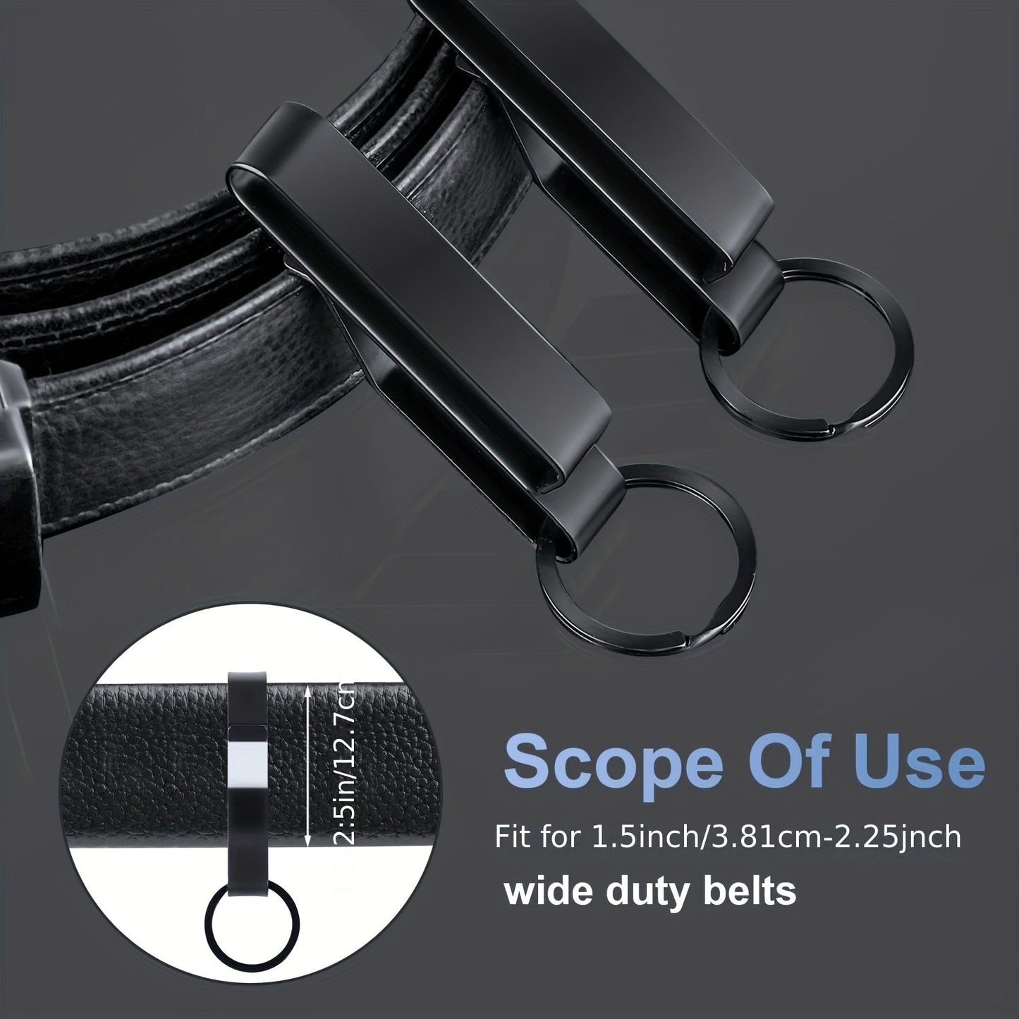 Set of 2 Heavy Duty Key Holder Belts with 4 Metal Key Rings, Stainless Steel Keychain for Men, Suitable for 3.8-5.7cm Width Keys, Perfect Gift Option