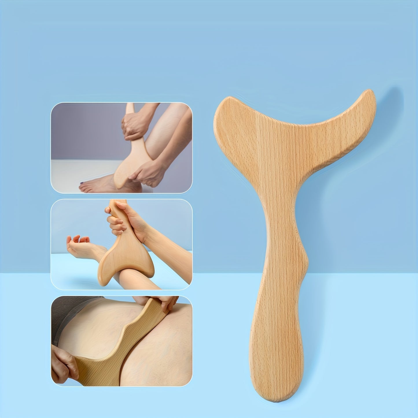 Stress relief wooden scraping massage tool for full body relaxation.