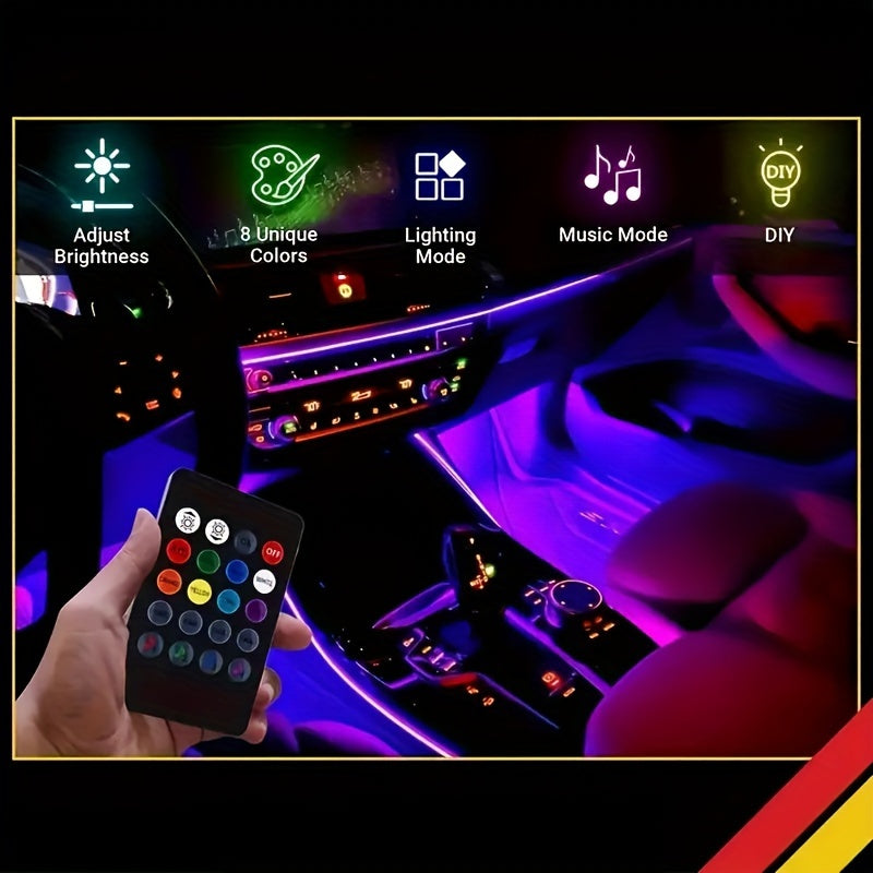 1pc Wireless Remote & App Controlled RGB Car Ambient Lighting Kit, 48LED USB-Powered Music Sync Footpad Lights, 4-in-1 DIY Vehicle Interior Mood Lighting with Adjustable Brightness & 8