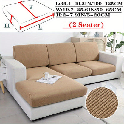 Modern Stretch Sofa Cushion Cover made of machine washable polyester and spandex fabric. Features elastic seat slipcover with no print design, dustproof protection, and elastic band closure.