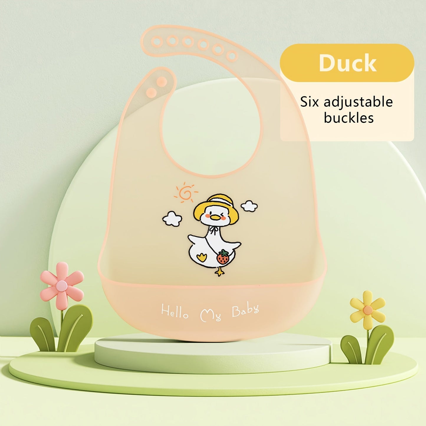 Soft and durable feeding bibs with adjustable neck band for cute babies, waterproof and adorable.