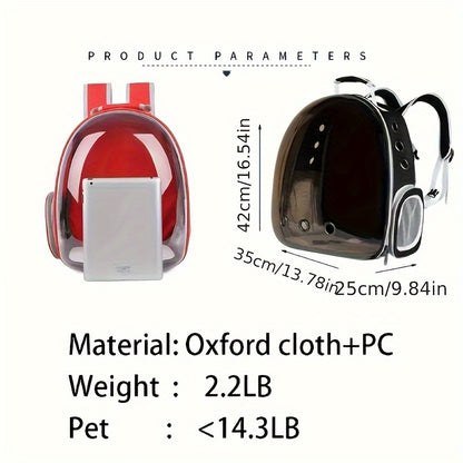 Pet bubble backpack for dogs and cats - comfortable and secure outdoor carrier with clear view window.