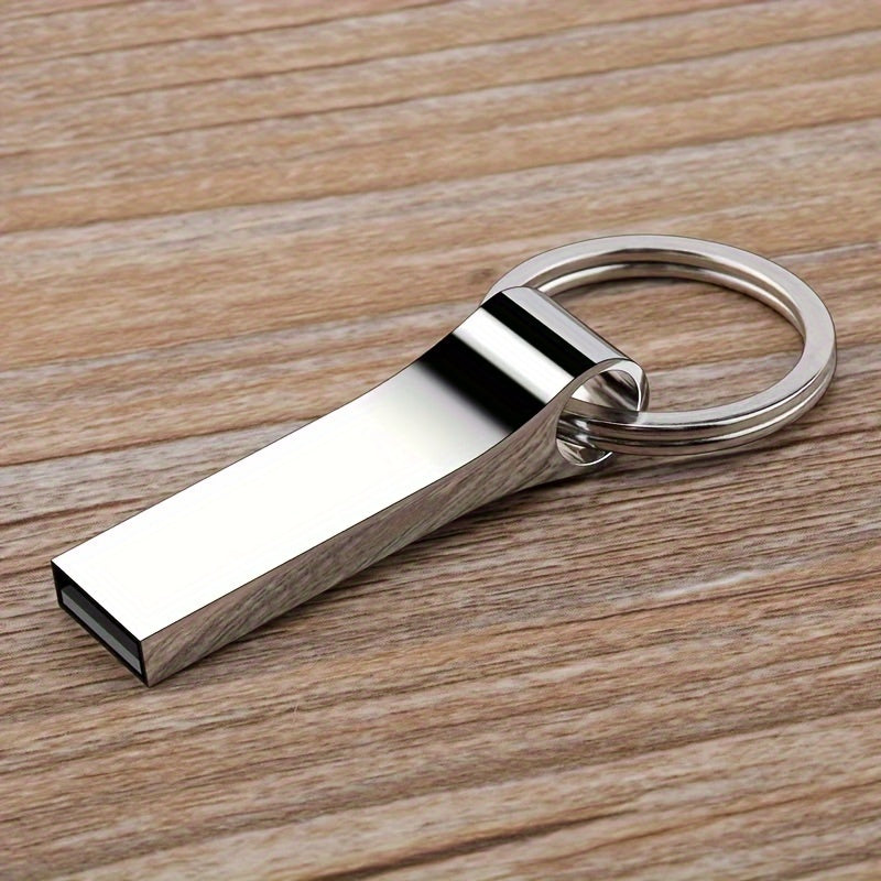 SHANGEAI High-Speed USB 2.0 Flash Drive with Metal Design, 128GB/64GB/32GB Options, Keychain included - Perfect for Laptop Storage & Data Transfer.