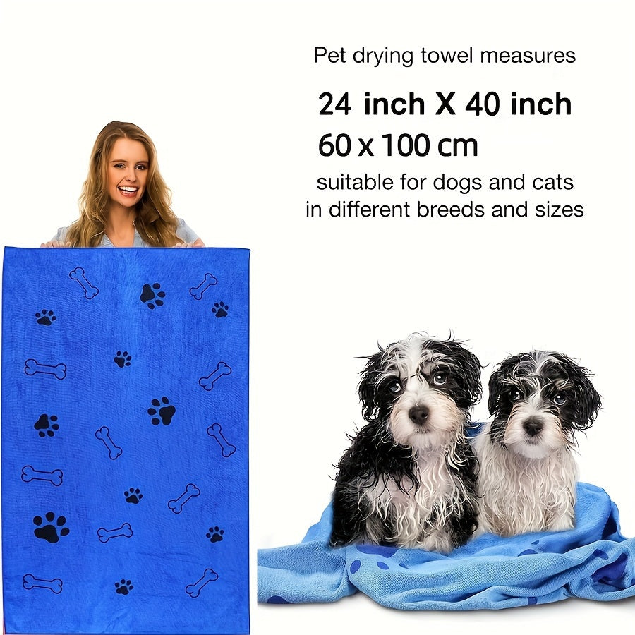 Pet bath towel quickly dries and is soft and absorbent, suitable for cats, dogs, and other pets.