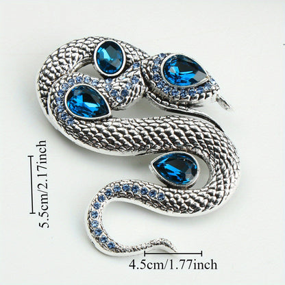 Luxurious Snake Brooch with Enamel and Rhinestones, Irregularly Shaped Animal Pin, Elegant Fashion Accessory for Clothing