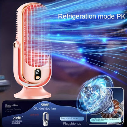 Introducing the 2023 New Arrival 1pc Desktop Tower Fan for Home Office Use! Stay cool with this powerful electric fan that offers strong wind cooling. Featuring a USB wireless rechargeable design, LED display, and 5-speed adjustment, this tower fan is a