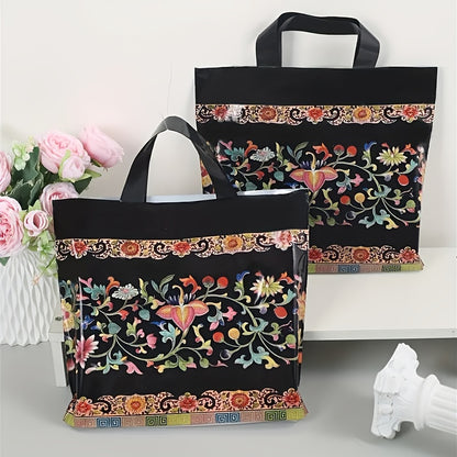 Black Mandala Flower Tote Bag, versatile for various occasions and purposes.