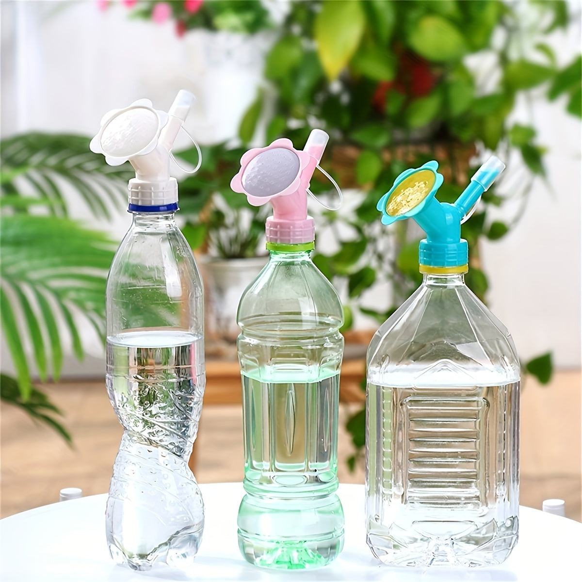 Dual purpose spray tip for soda and beverage bottles, perfect for flowers and gardening, comes in random colors.