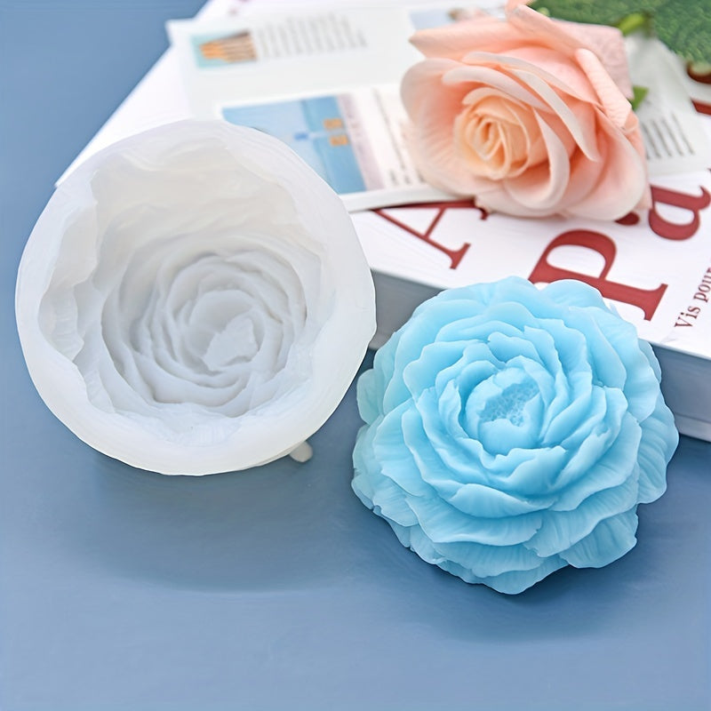 Silicone Peony Flower Mold for DIY Desserts and Decorations - Perfect for Pudding, Chocolate, Candy, Soap, Clay, Ice Cubes, and Cakes - Baking and Kitchen Supplies