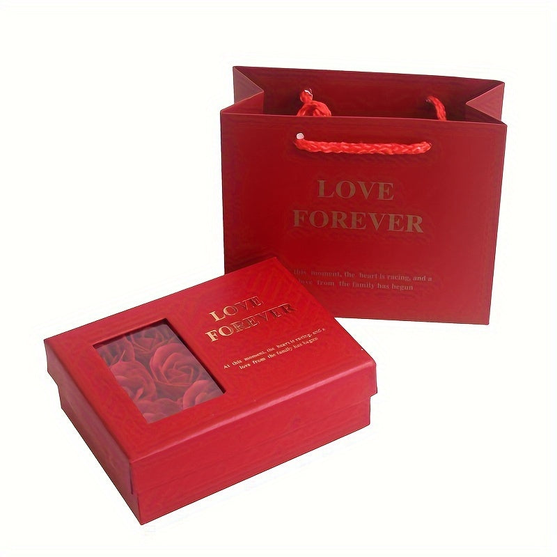 One set containing 6 roses in a jewelry window gift box – a creative Valentine's Day gift.