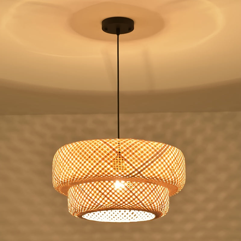 Handmade bamboo pendant light for living spaces in hotels and restaurants.